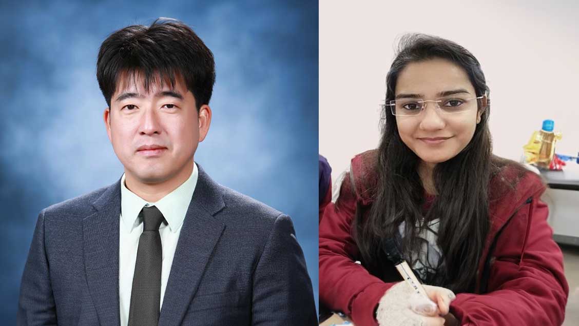 From left, Professor Kim Jun-dong of the Department of Electrical Engineering, Ph.D. in Priyanka