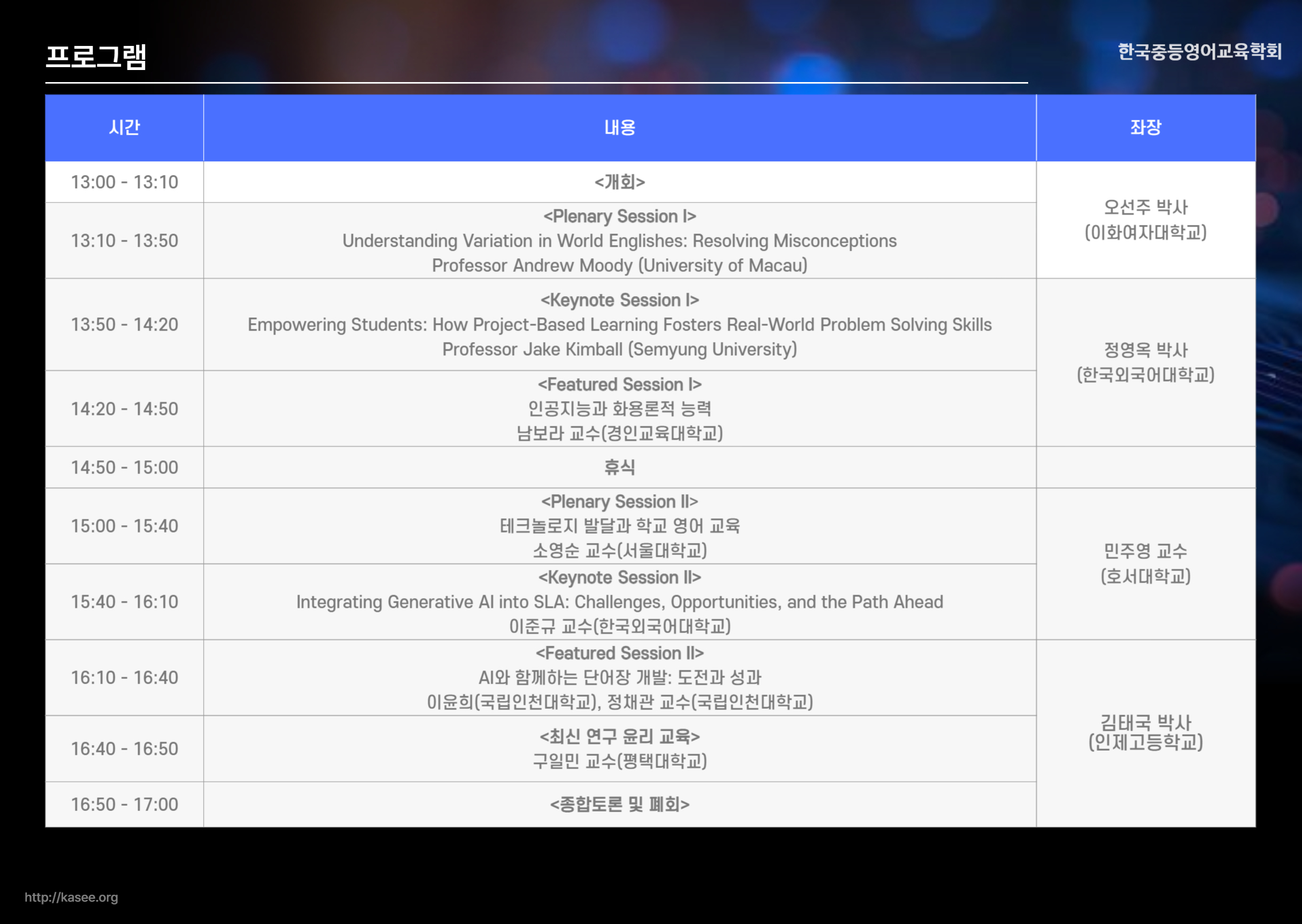 2025한국중등영어교육학회 동계 학술 세미나 프로그램 내용